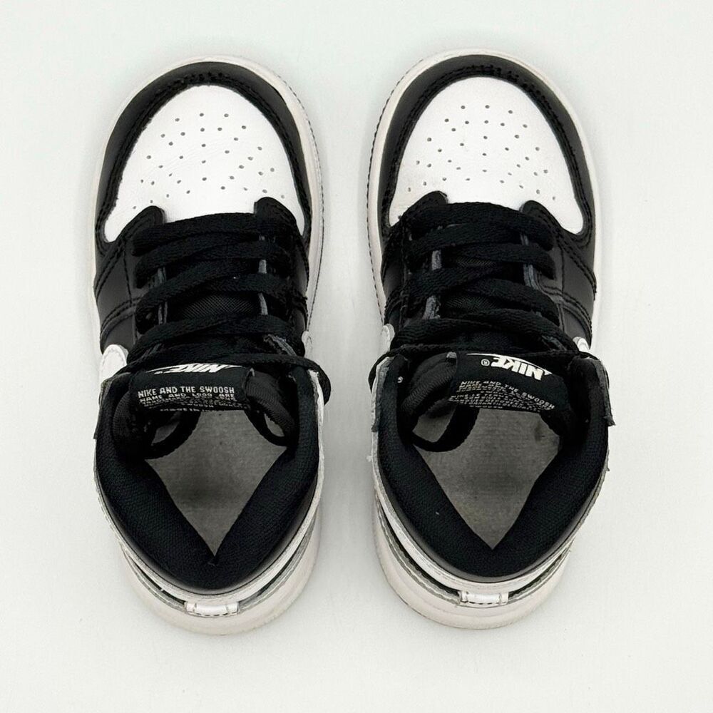 Nike Air Jordan Retro 1 OG High Top Panda Black White Lace Up Toddler Sneakers - - Picture 9 of 14